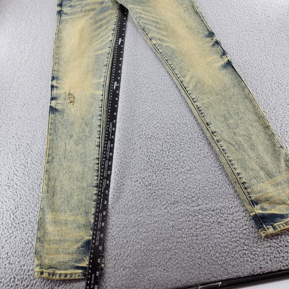 mnml Jeans Mens 33 Blue X146 Stretch Denim Distressed Slim Fit - Picture 9 of 16